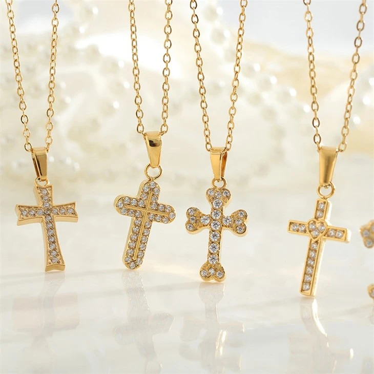 316L Stainless Steel Gold Cross Pendant Necklace Collection suppliers