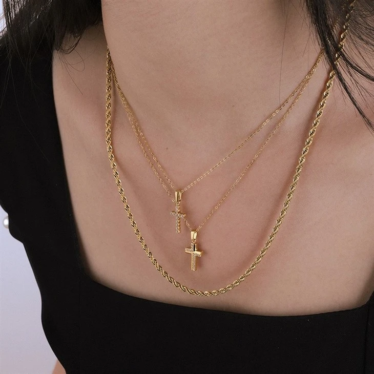 316L Stainless Steel Gold Cross Pendant Necklace Collection price