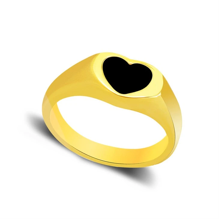 Gold Black Heart Inlay Ring Gold Black Heart Inlay Ring